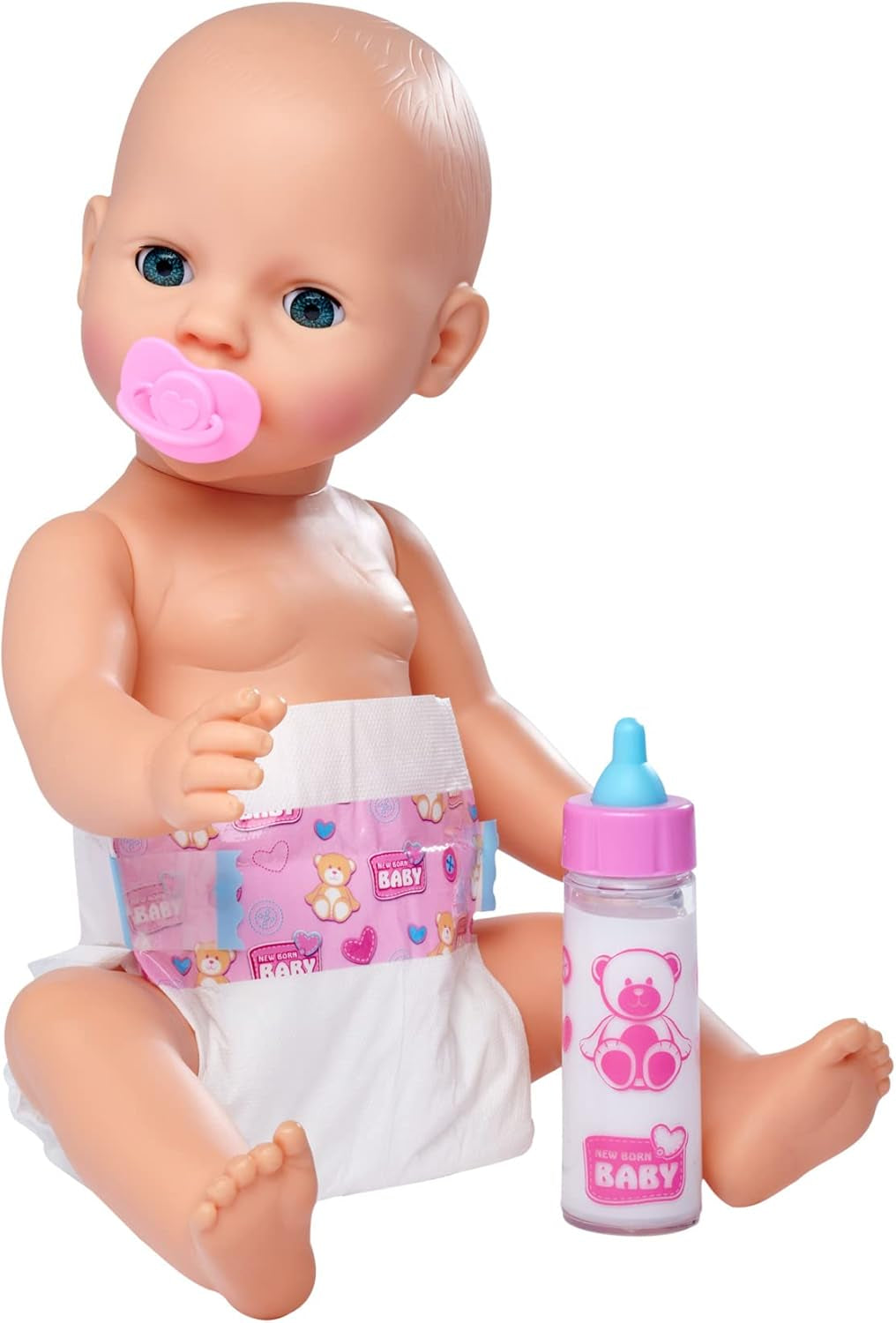 Simba 105562487 - Zestaw do karmienia noworodka, smoczek, pielucha i znikająca butelka dla lalek 38-43 cm