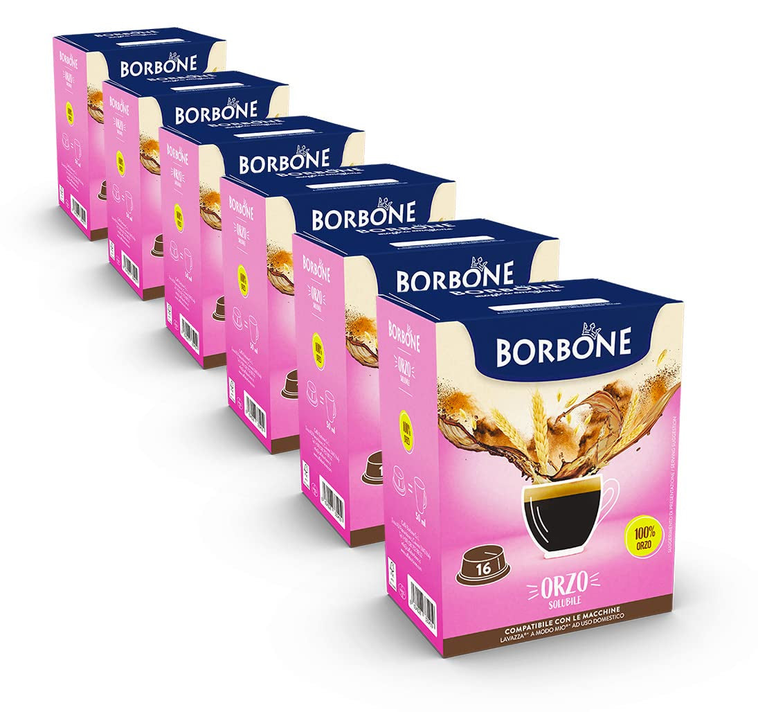 Caffè Borbone Malzkaffee - 96 Kapseln (6 Packungen mit 16 Stück) - Kompatybilny z Lavazza A Modo Mio Haushalts-Espressomaschinen