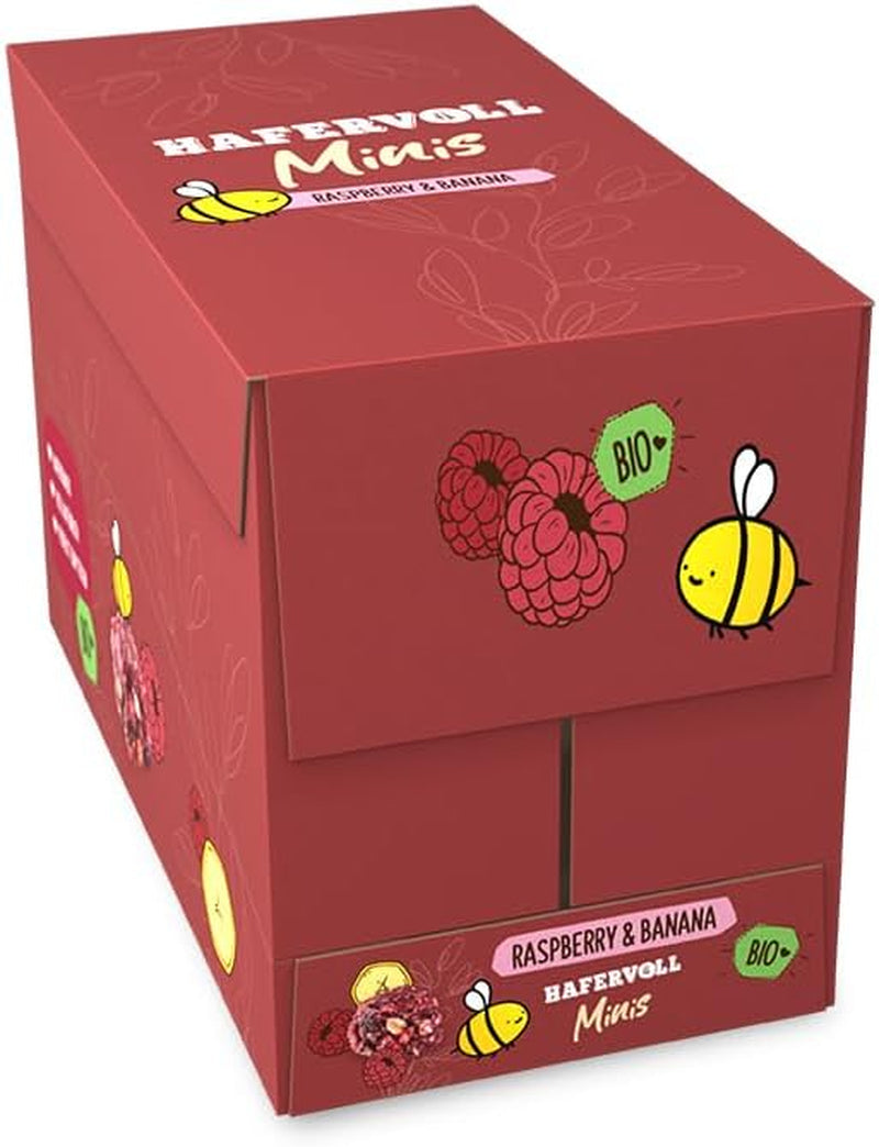 HAFERVOLL Minis Rzepak i Banan 8x 65g - Certyfikowane organiczne, z miodem, bez dodatku cukru, idealne do dzielenia się