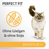 Mokra karma dla kotów Perfect Fit Sensitive 1+ z kurczakiem w sosie, 12 saszetek, 12 x 85 g - Mokra karma premium dla wrażliwych kotów od 1 roku, bez pszenicy i soi, wspomagająca trawienie