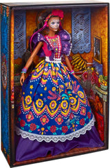 2022 Día De Muertos Lalka Barbie z marszczoną tradycyjną sukienką, wieńcem kwiatowym i farbą do twarzy Calavera, prezent dla kolekcjonerów
