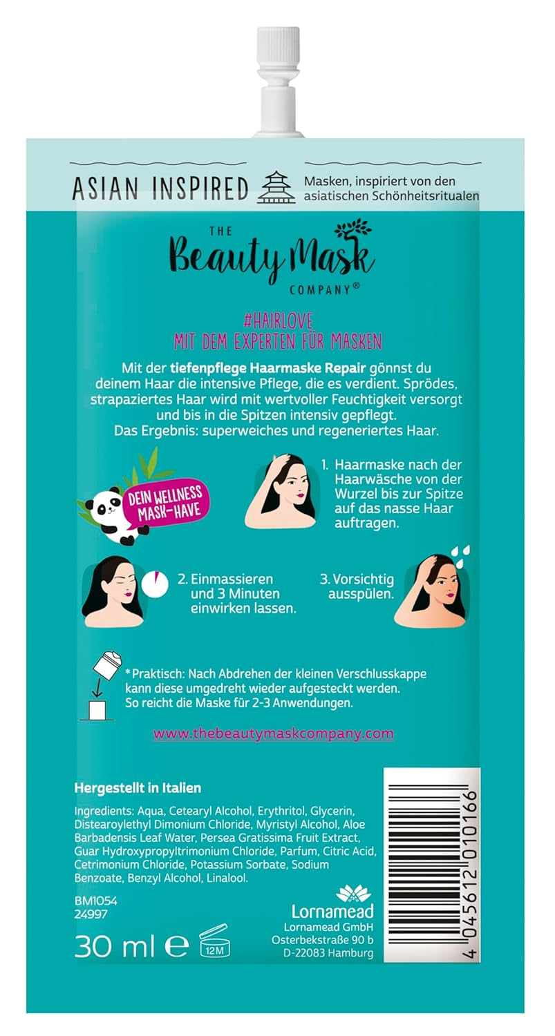 The Beauty Mask Company Repair Boost Maska do włosów 30 ml, głęboka pielęgnacja włosów delikatnych i zniszczonych (1 saszetka) Maska do włosów Naty Shop
