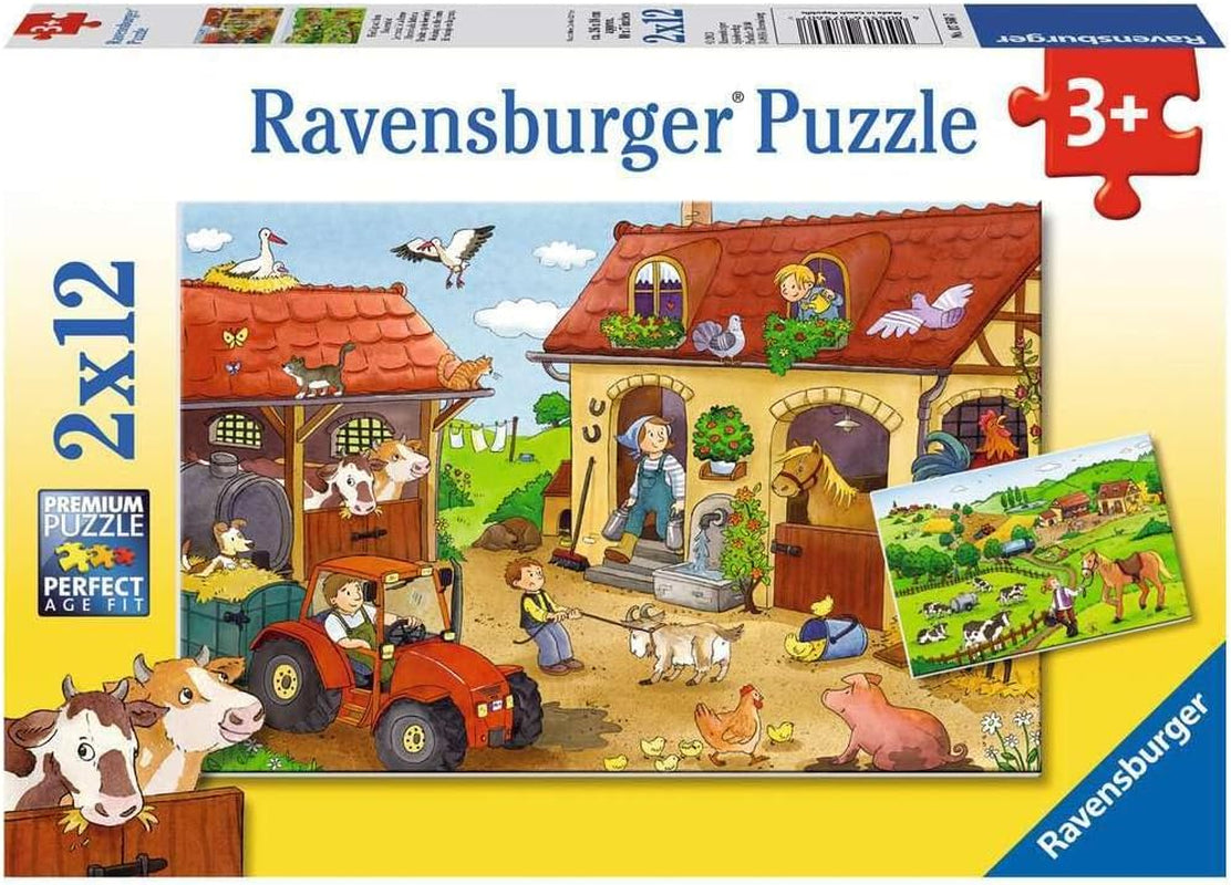 Puzzle dla dzieci Ravensburger - 07574 Policja i straż pożarna - Puzzle dla 3+ 2X12 elementów Puzzle Naty Shop 07560 Pracowici na farmie