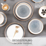 Moritz & Moritz TARENTO 24-częściowy zestaw obiadowy dla 6 osób, szary - Elegancki zestaw talerzy z kamionki wysokiej jakości - Zestaw obiadowy zawiera 6 talerzy obiadowych, 6 talerzy deserowych, 6 talerzy obiadowych i 6 filiżanek