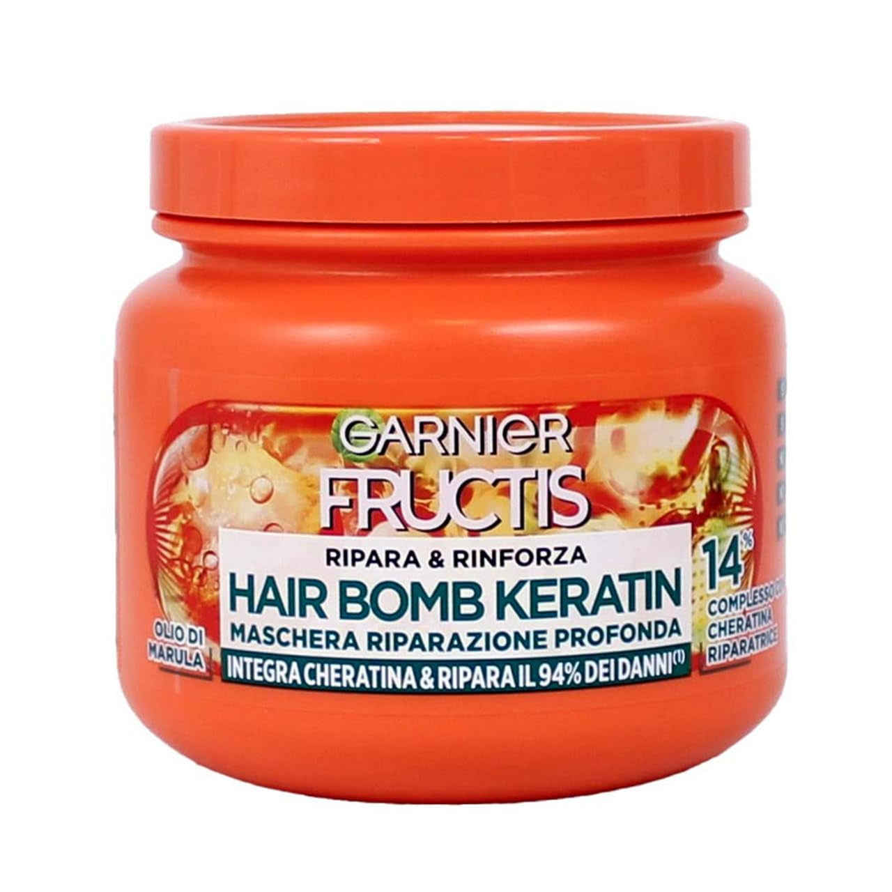 Garnier Fructis Maska głęboko regenerująca dla silniejszych włosów z olejkiem marula i keratyną Bomba do włosów Keratynowa regeneracja i wzmocnienie 320ml Naty Shop maska ​​do włosów Domyślny tytuł