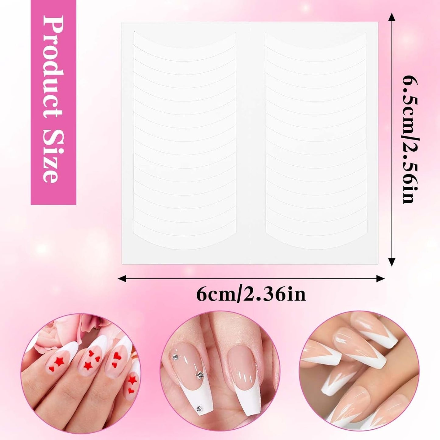 1620 Stück French Schablonen Nägel, French Nail Schablone, Maniküre Schablonen, Selbstklebende Nail Art Naklejka Frenchs Für DIY Nageldesign Maniküre Dekoration Nageldesign Zubehör