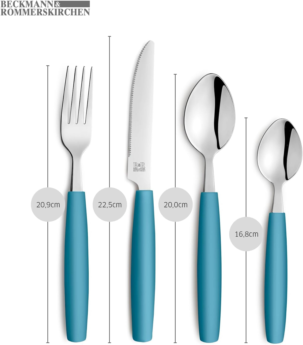 Beckmann & Rommerskirchen 2515 VALOA Zestaw Besteck dla 4 osób | 16-Teilig | olej | Spülmaschinenfest | Hochglanzpoliert | Essbesteck: 4X Messer, Gabel, Esslöffel, Kaffeelöffel Kitchen Naty Shop