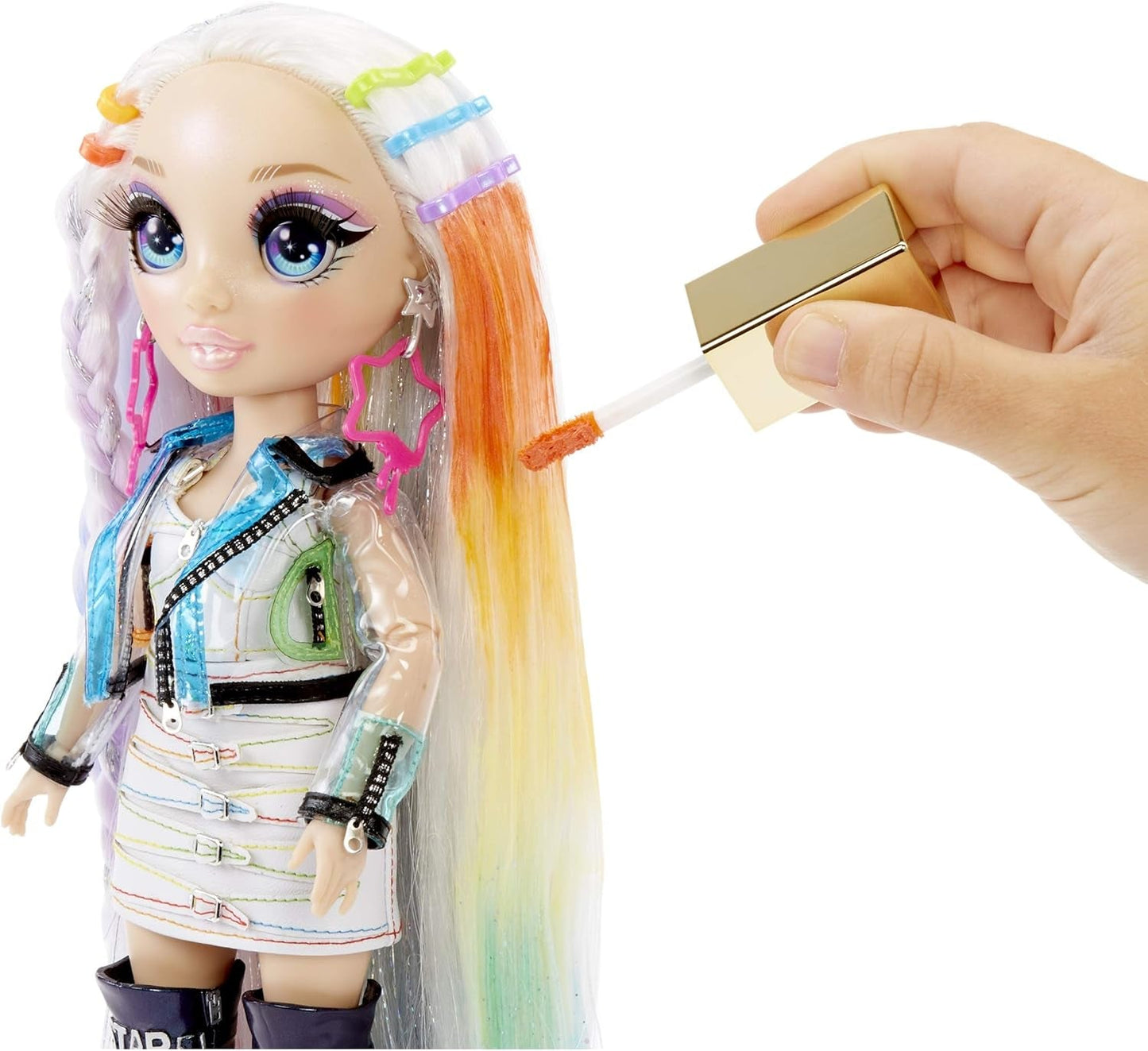 Rainbow High Hair Studio – ekskluzywny zestaw lalek Amaya Raine z długimi włosami do stylizacji – zawiera zmywalną kredę do włosów, szczotkę do włosów i akcesoria – prezent dla dzieci w wieku od 6 lat