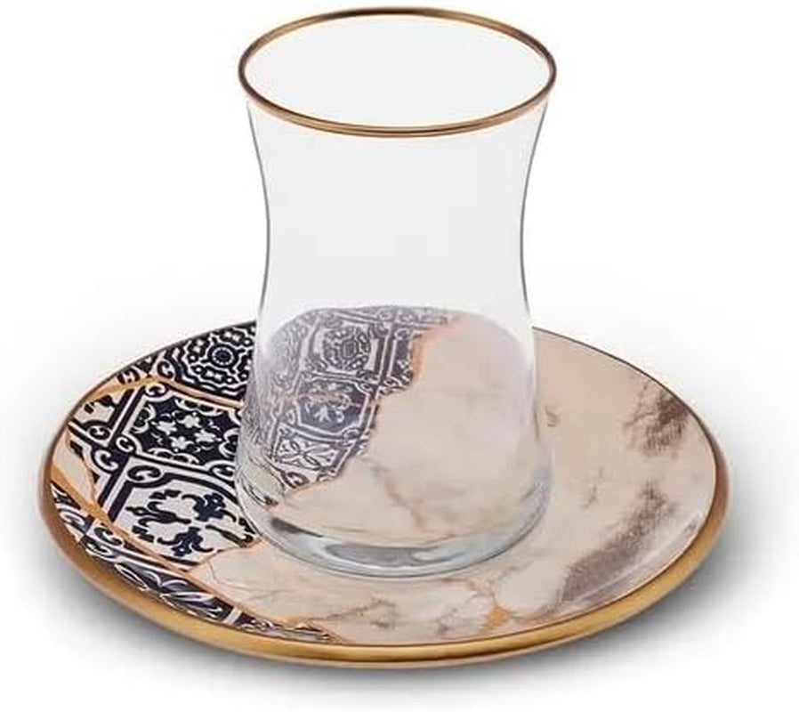 12-częściowy zestaw do herbaty Karaca Aris dla 6 osób - Wykwintny serwis porcelanowy zapewniający elegancką przyjemność picia herbaty