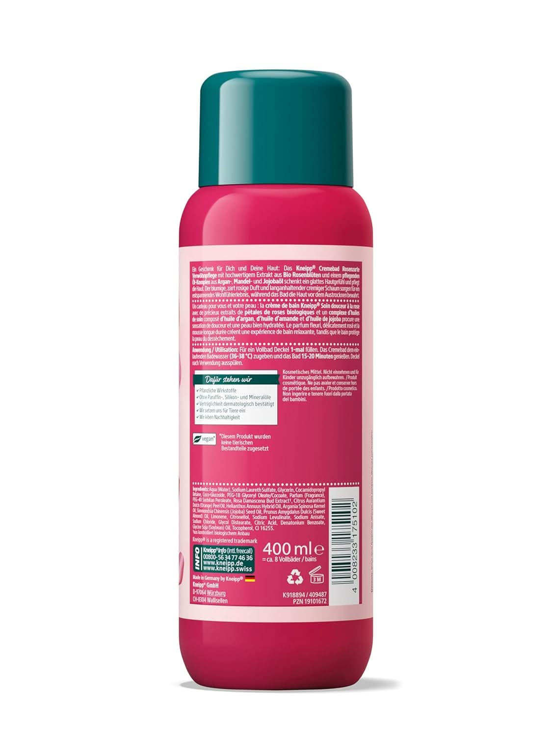 Kneipp, dodatek do kąpieli z wysokiej jakości ekstraktem z organicznych kwiatów róży i kompleksem odżywczych olejków, 400 ml Prysznic i kąpiel Naty Shop