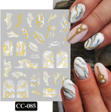 9 Blatt Nagelsticker Französische Spitzenmarmor Nagelaufkleber Selbstklebend Weißes Złota naklejka artystyczna do paznokci Dekoration Nageldesign Zubehör