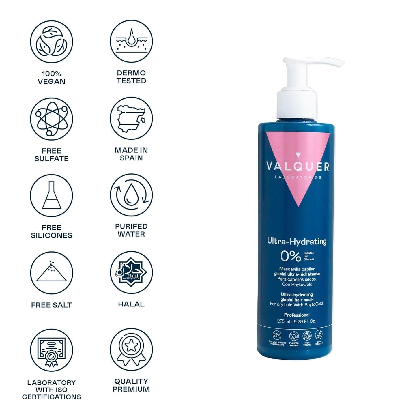 Valquer Profesional Ice Hair Mask - Ultranawilżająca maska do włosów bez siarczanów, soli i silikonów Naty Shop maska do włosów