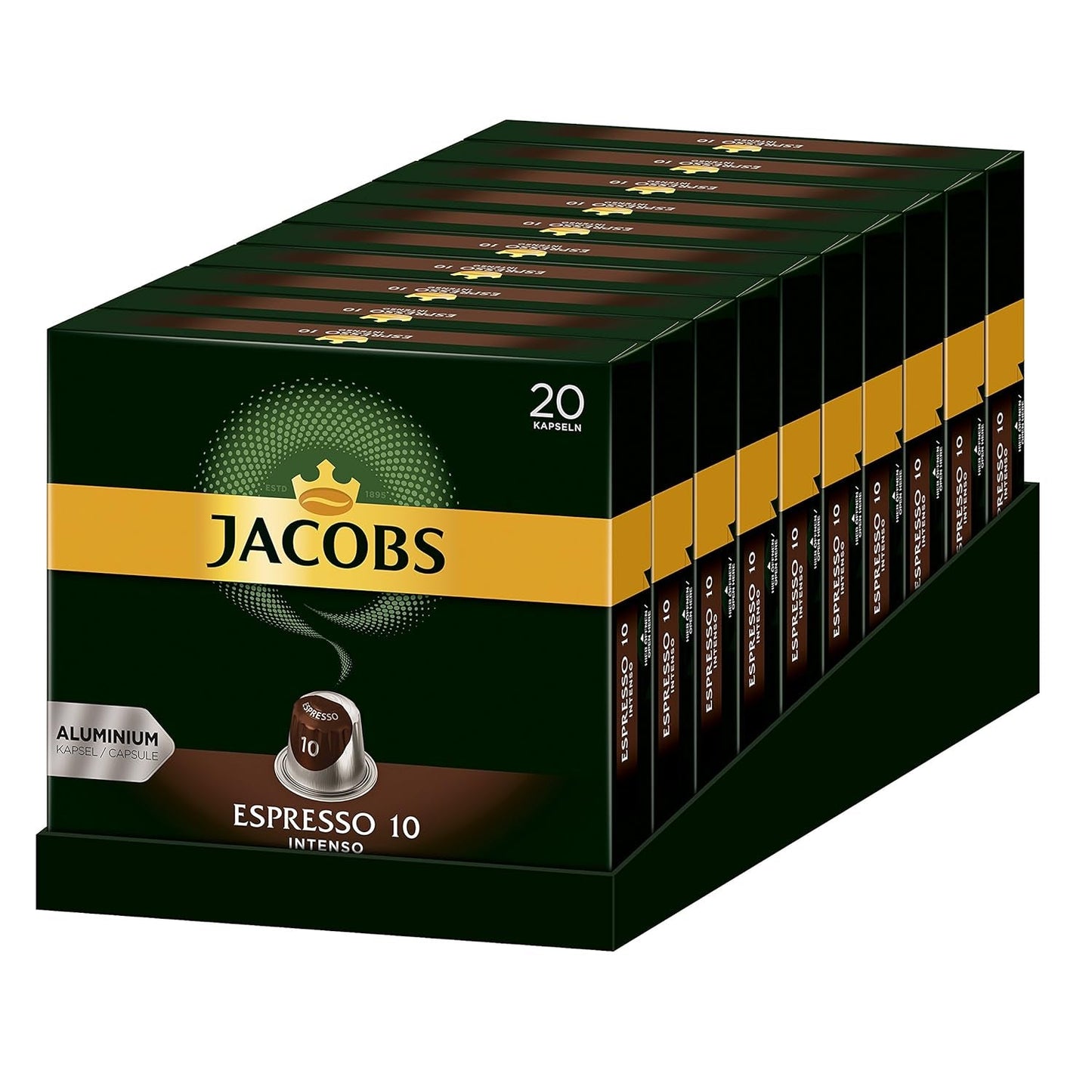 Kaffeekapseln Espresso Intenso, Intensität 10 von 12, 10 x 20 Getränke & Kaffeekapseln Krönung Crema, 200 Kapseln kompatybilny z Nespresso, 10er Pack, 10 x 20 Getränke, 1040 g