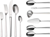 Zestaw WMF Corvo Besteck 12 Personen, 66 Teilig, 60 Teile Mit Servierbesteck, Hohlheftmesser, Cromargan Protect Mattiert, Kratzbeständig, Spülmaschinenfest Kitchen Naty Shop