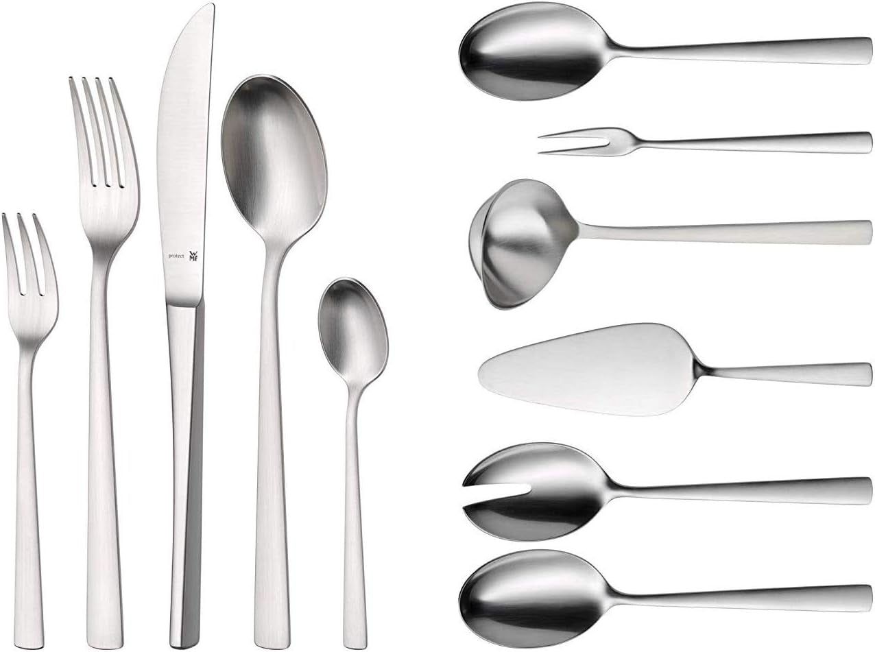 Zestaw WMF Corvo Besteck 12 Personen, 66 Teilig, 60 Teile Mit Servierbesteck, Hohlheftmesser, Cromargan Protect Mattiert, Kratzbeständig, Spülmaschinenfest Kitchen Naty Shop