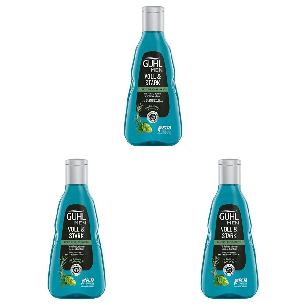 Guhl Men Full & Strong Szampon - Rodzaj włosów: Cienki, delikatny, normalny Pod prysznic i do kąpieli Guhl 3 x 250 ml