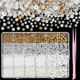 GZMAYUEN 920 szt. Złoto srebro Flatback Perlen Für Nägel, Halbrunde Weiße Beige Nail Perlen, Kleine Halbrunde Flatback Perlen Für DIY Nail Art Decor