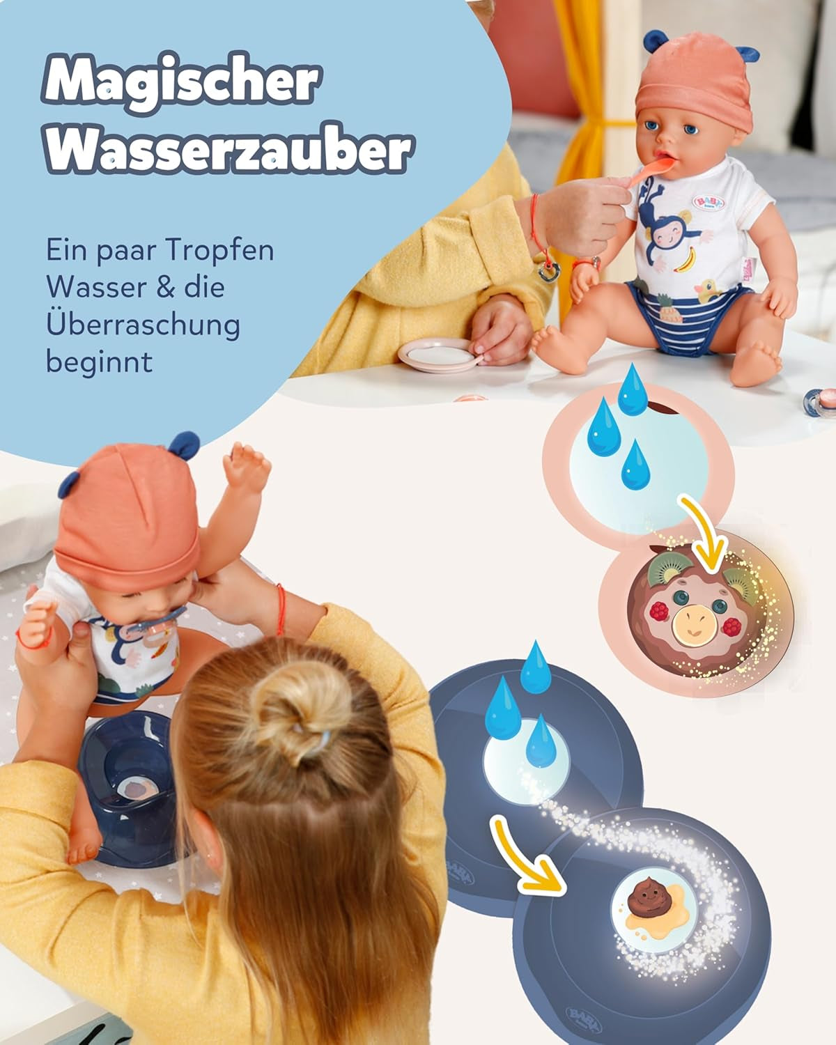 BABY Born Emma w stylu dżungli - Lalka o wysokości 43 cm - 10 funkcji Zawiera akcesoria i sukienkę w kolorach unisex - Działa bez baterii - Odpowiednia dla dzieci w wieku 3 lat i starszych Naty Shop Dolls