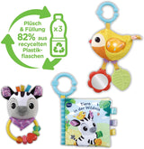 VTech Baby - Zestaw upominkowy dla przyjaciół zwierząt dziecka - Zestaw zabawek z książeczką z tkaniny, śpiewającym ptakiem i grzechotką zebry - dla dzieci w wieku 0-24 miesięcy Naty Shop