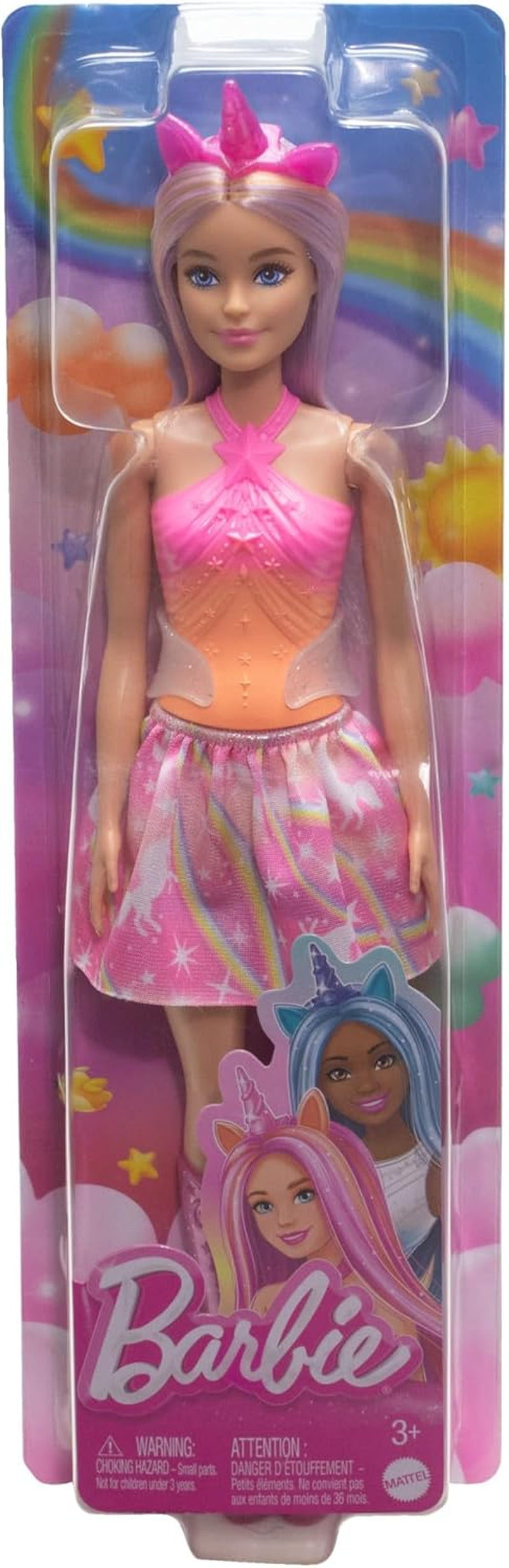 Lalki Barbie Jednorożec z kolorowymi fantastycznymi włosami, strojami z gradientowymi kolorami i fantastycznymi akcesoriami z motywem jednorożca, lalki HRR13 Naty Shop