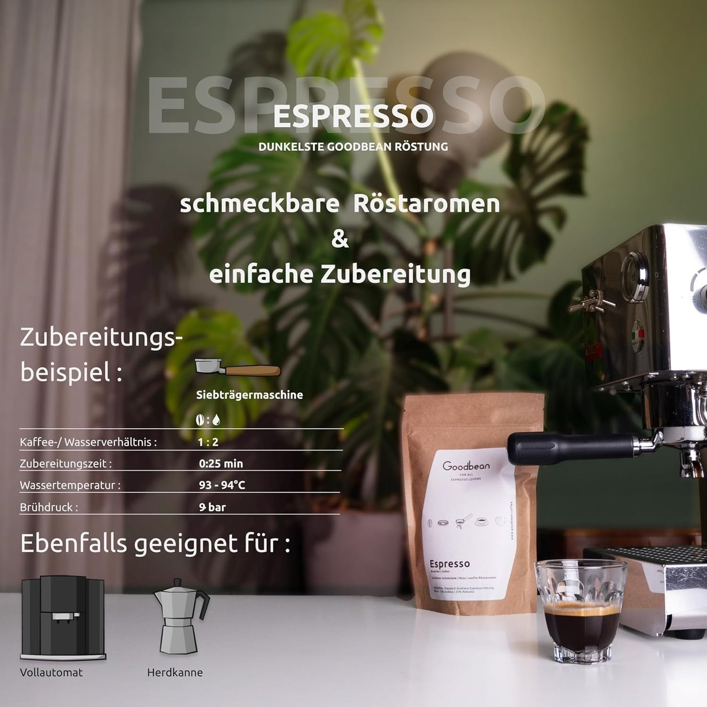 ESPRESSO | Kawa ziarnista 500g - 100% Arabica | Świeżo palone do przygotowania espresso | Całe ziarna kawy | Klasyczny smak kawy
