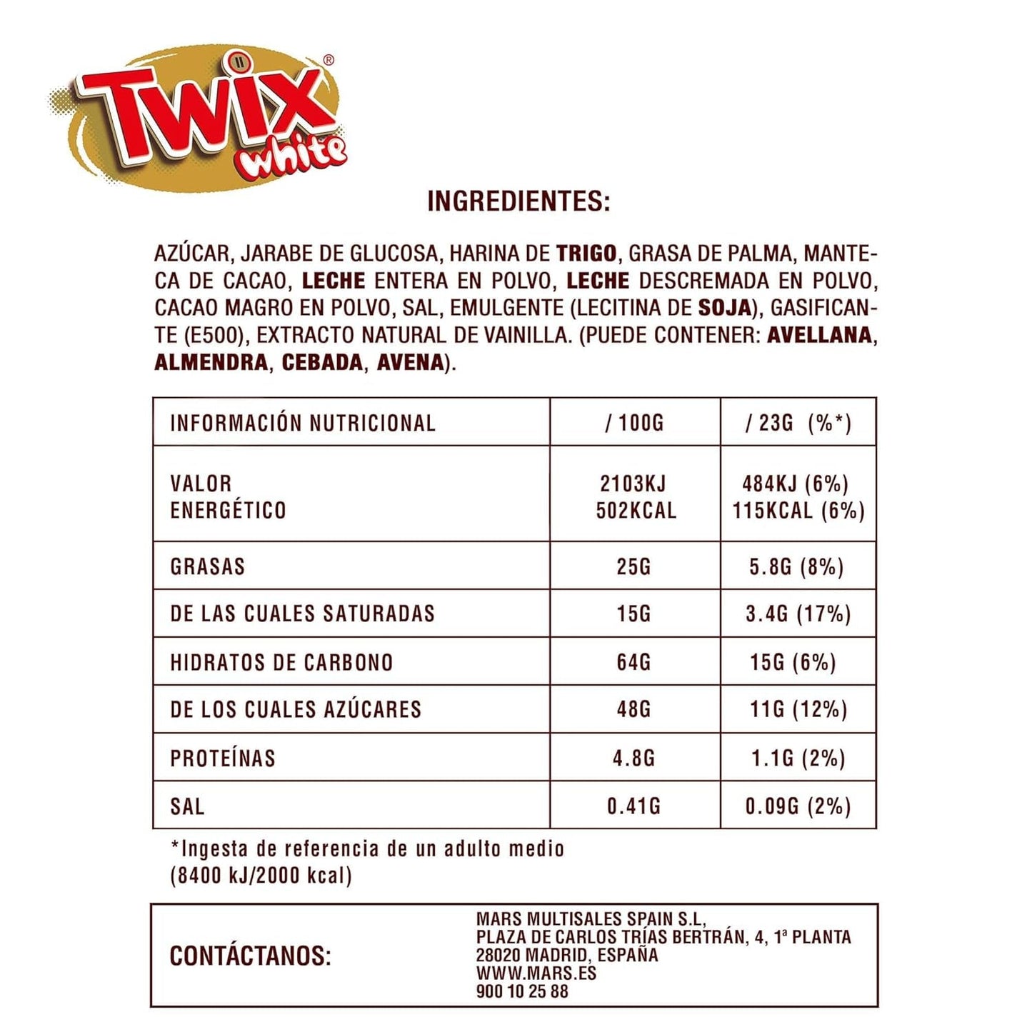 Batony białej czekolady Twix | Karmel, Ciastka, Biała Czekolada | Czekoladowe opakowanie zbiorcze | 5 batonów (5 x 46 g) (opakowanie 5 sztuk)