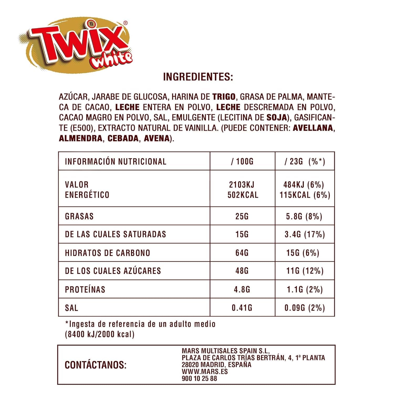 Batony białej czekolady Twix | Karmel, Ciastka, Biała Czekolada | Czekoladowe opakowanie zbiorcze | 5 batonów (5 x 46 g) (opakowanie 5 sztuk)