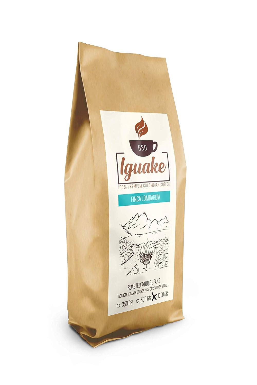 Kawa Iguaque 1000gr | Premium Kaffee ganze Bohnen 100% Arabika z Kolumbii | Familienbetrieb - Single Origin Kaffeebohnen - Nachhaltige eigene Plantage im Hochland - Kräftiges Aroma