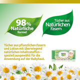 Chusteczki dla niemowląt Sensitive, 0% substancji zapachowych, 98% naturalnej formuły przywracającej równowagę pH skóry, pieczęć świeżości, 54 chusteczki