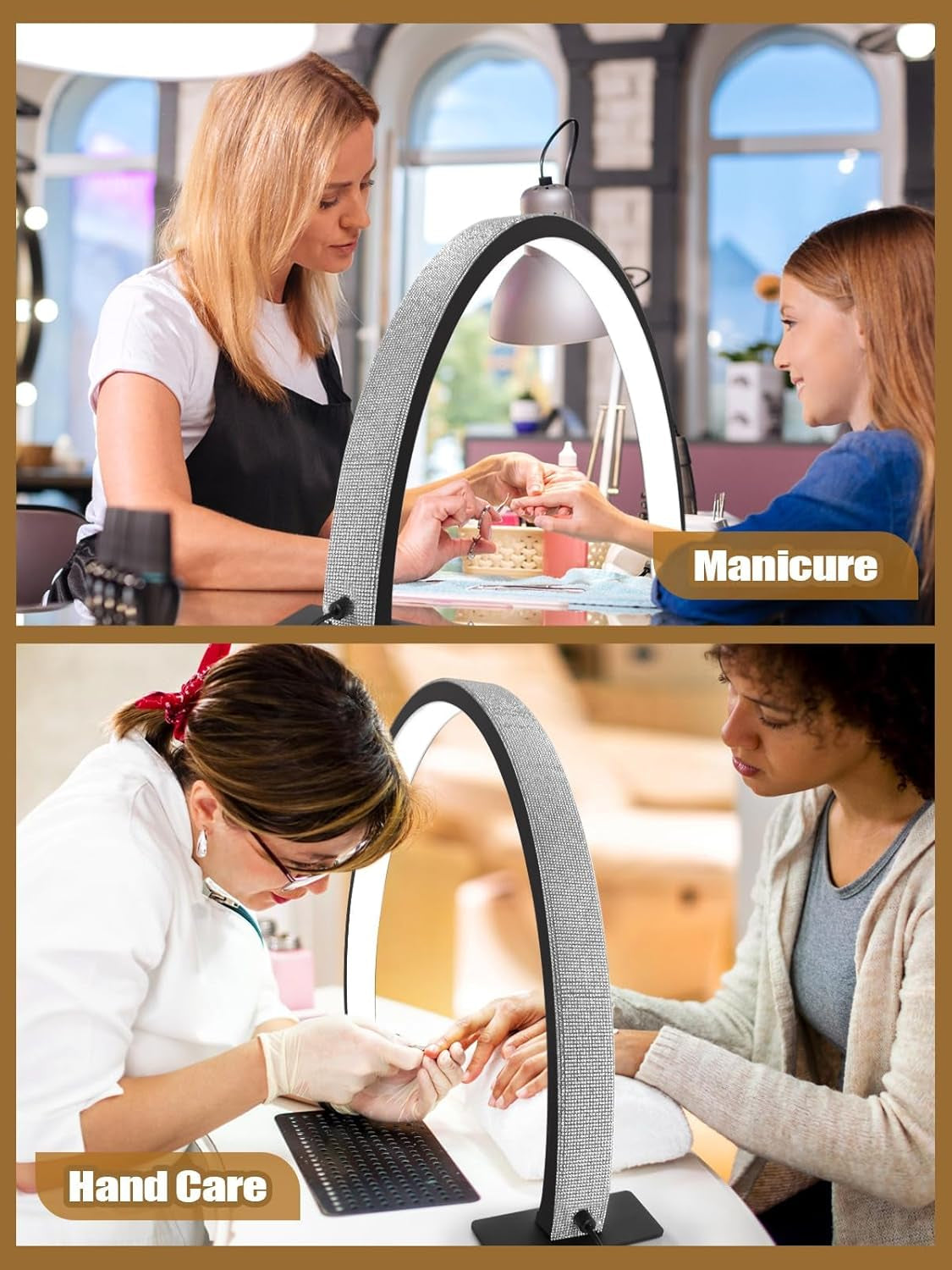 Kalolary Lampadaire, Lash Lumière Pour Extensions De Cils Regglable À 360°, 3000K-6000K Lampa Demi-Lune, Lamp De Beauté (lampa półksiężycowa)