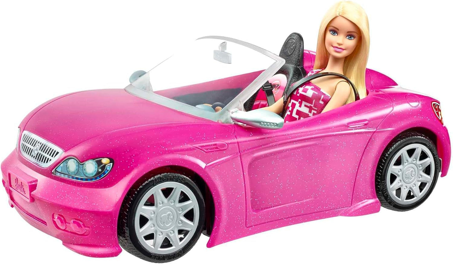 Lalka Barbie i różowy brokat kabriolet realistyczne logo opony 3-letnia zabawka DJR55 Naty Shop lalki Barbie