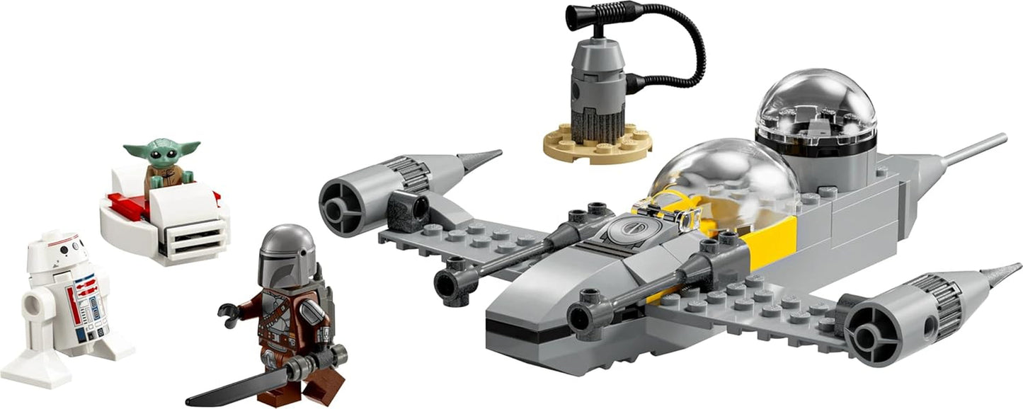 LEGO Star Wars 75410 Myśliwiec Mandos i Grogus N-1 Starfighter z minifigurkami Mandalorianina, Grogu i R5-D4, w tym kolumna do zbudowania, zestaw startowy statku kosmicznego dla chłopców i dziewcząt od 4 lat Zestawy do budowania Beuche den LEGO-Store