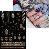 JMEOWIO Nagelsticker Weihnachten Gold Glitter Silber 8 Blatt Nail Art Naklejka Selbstklebend Nagelaufkleber Schneeflocke Winterurlaub Dekoration Nageldesign Zubehör