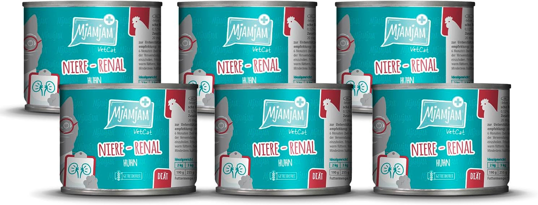 MjAMjAM VetCat - Mokra karma dla kotów Premium - Dieta - Nerka - Kurczak, 6 opakowań (6 x 200g), bez zbóż