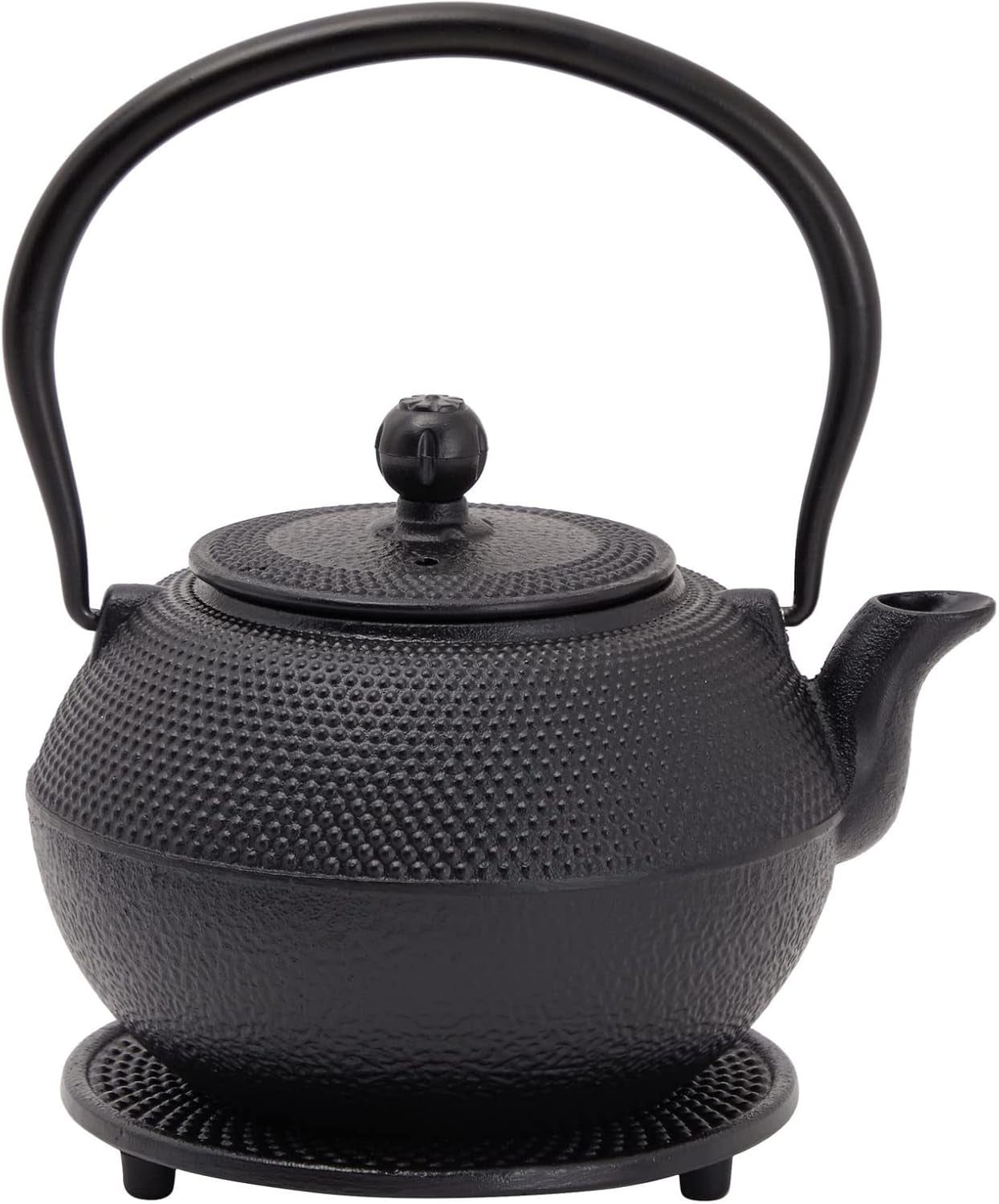 Japoński zestaw do herbaty Juvale z żeliwnym czajnikiem (1200 ml), spodkiem i 2 filiżankami, zestaw do herbaty w stylu Tetsubin, czarny