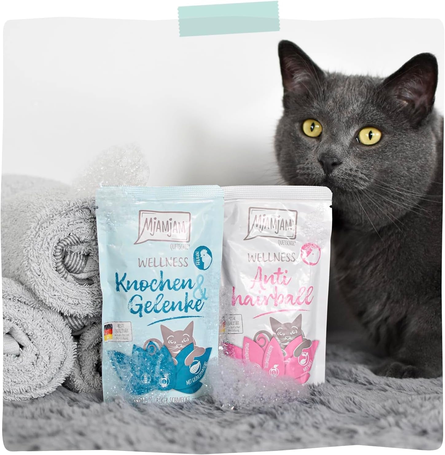MjAMjAM - Mokra karma premium dla kotów - Wellness - Trawienna - Wołowina, opakowanie 12 sztuk (12 x 125 g), Bez zbóż
