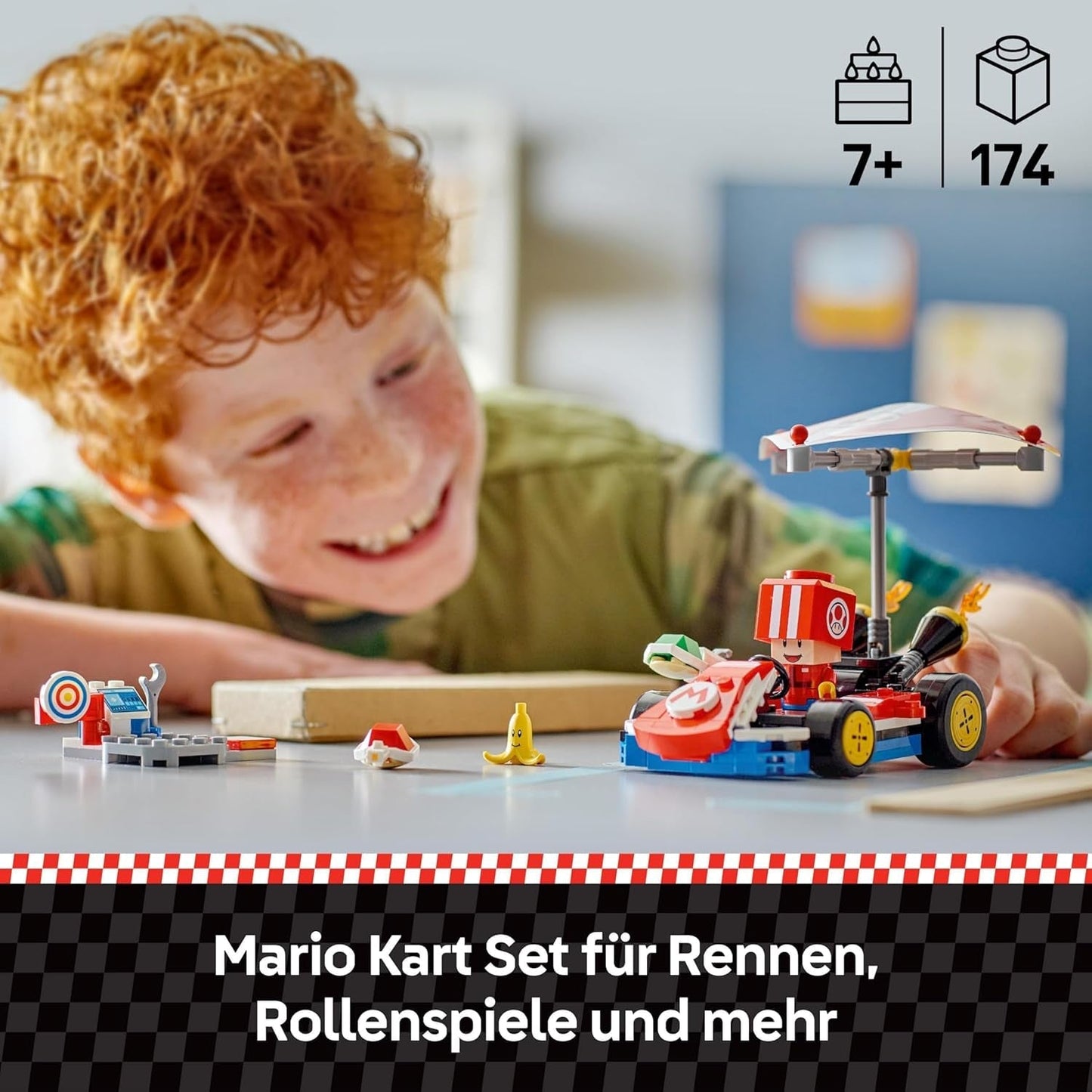 LEGO Super Mario: Mario Kart — standardowy gokart, kolekcja Nintendo, prezent dla dzieci, pozwala chłopcom, dziewczętom i graczom od 7 lat na niezależną zabawę, zabawka przygodowa z figurką ropuchy 72032 Zestawy do budowania Besuche den LEGO-Store