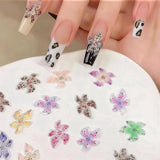 Zestaw 50 Stück 3D Blume Nail Charms, Bunte Nageldesign Zubehör, Nägel Charms i Nagel Art Charms, Perfekt Für Nailart, Maniküre Dekoration i DIY Nageldesign