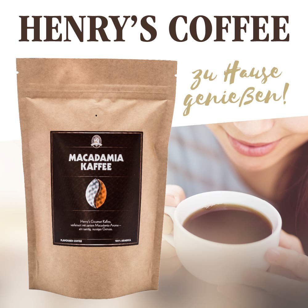 Henry's Macadamia Coffee 1000g - nasza wyrafinowana kawa dla smakoszy o najlepszych smakach - palona ręcznie - ziarna kawy premium