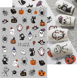 JMEOWIO Nagelsticker Halloween Süßer Geisterkürbis 9 Blatt Nail Art Naklejka Selbstklebend Nagelaufkleber Dekoration Nageldesign Zubehör