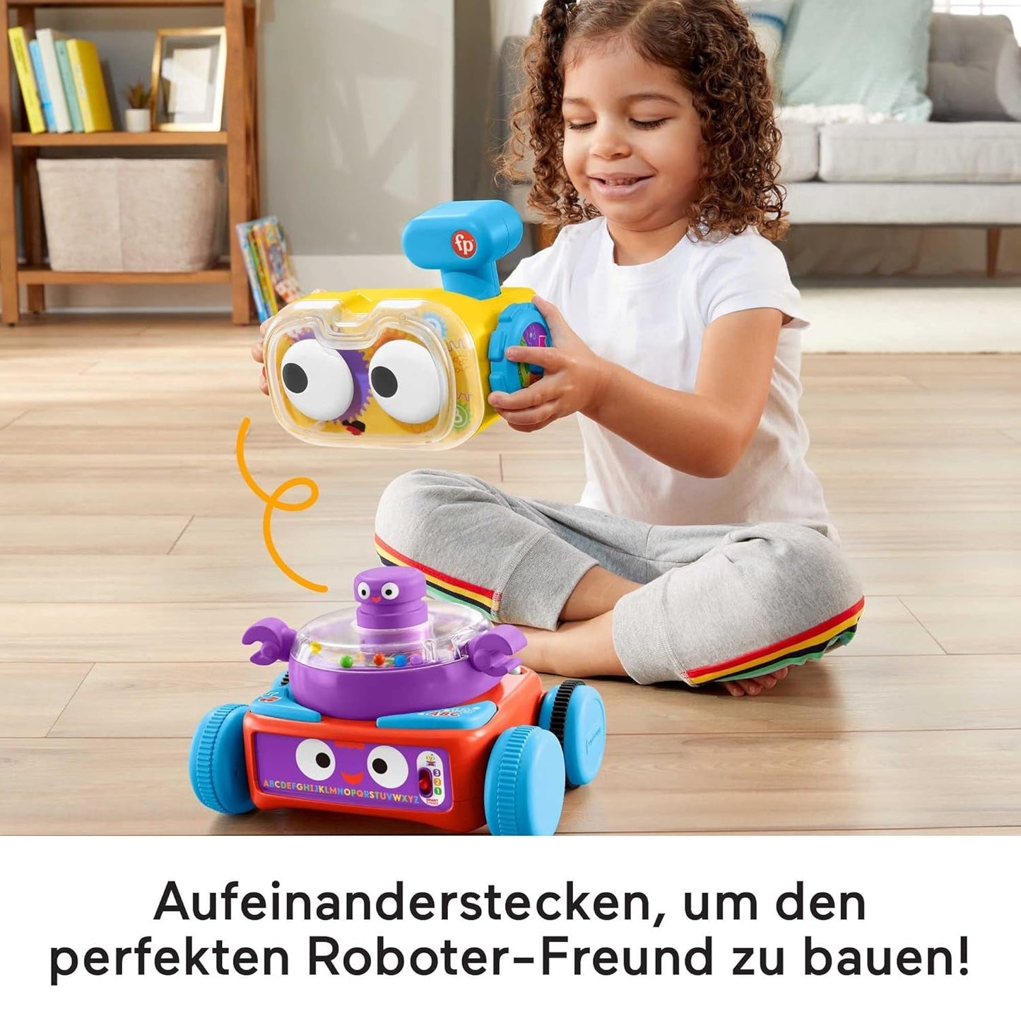 Robot uczący się Fisher-Price 4 w 1 Linus dla niemowląt i małych dzieci, Zabawka od 6 miesiąca życia - mówiąca po niemiecku, HCK39 Baby Toys Naty Shop