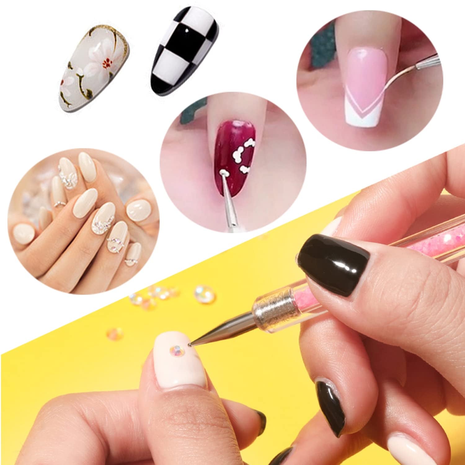 Nagel Pinsel 5 Stück Nagel Art Fineliner Pinsel, zestaw Nagel Pinsel Pinsel dla Nagellack Pędzel do paznokci Nagellac Pinsel Art Pen dla DIY Nail Art Design. (Farba-1)
