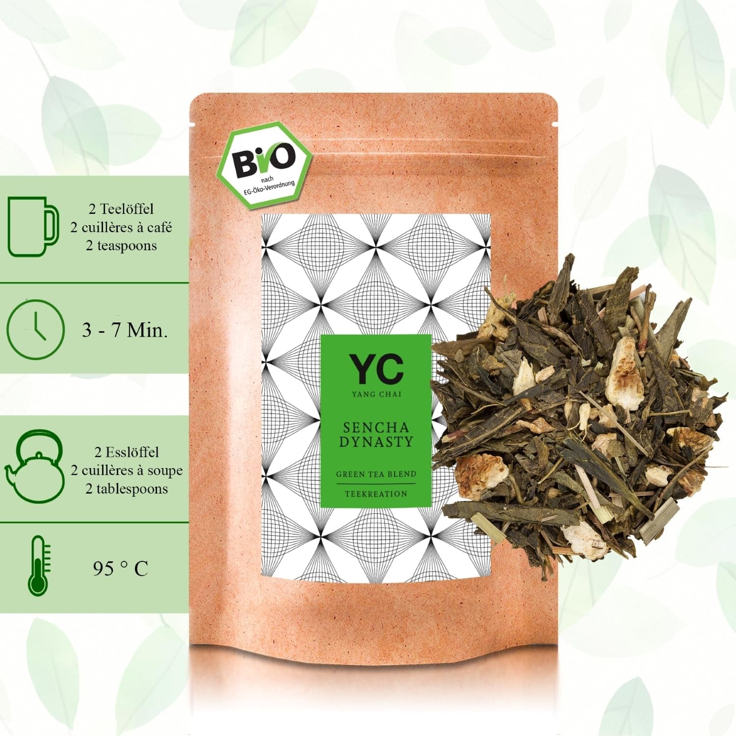 YC Yang Chai Sencha Green Tea BIO 250G - Japońska herbata sypana o smaku bergamotki - Oryginalna japońska zielona herbata "Sencha Dynasty" z kontrolowanych upraw organicznych