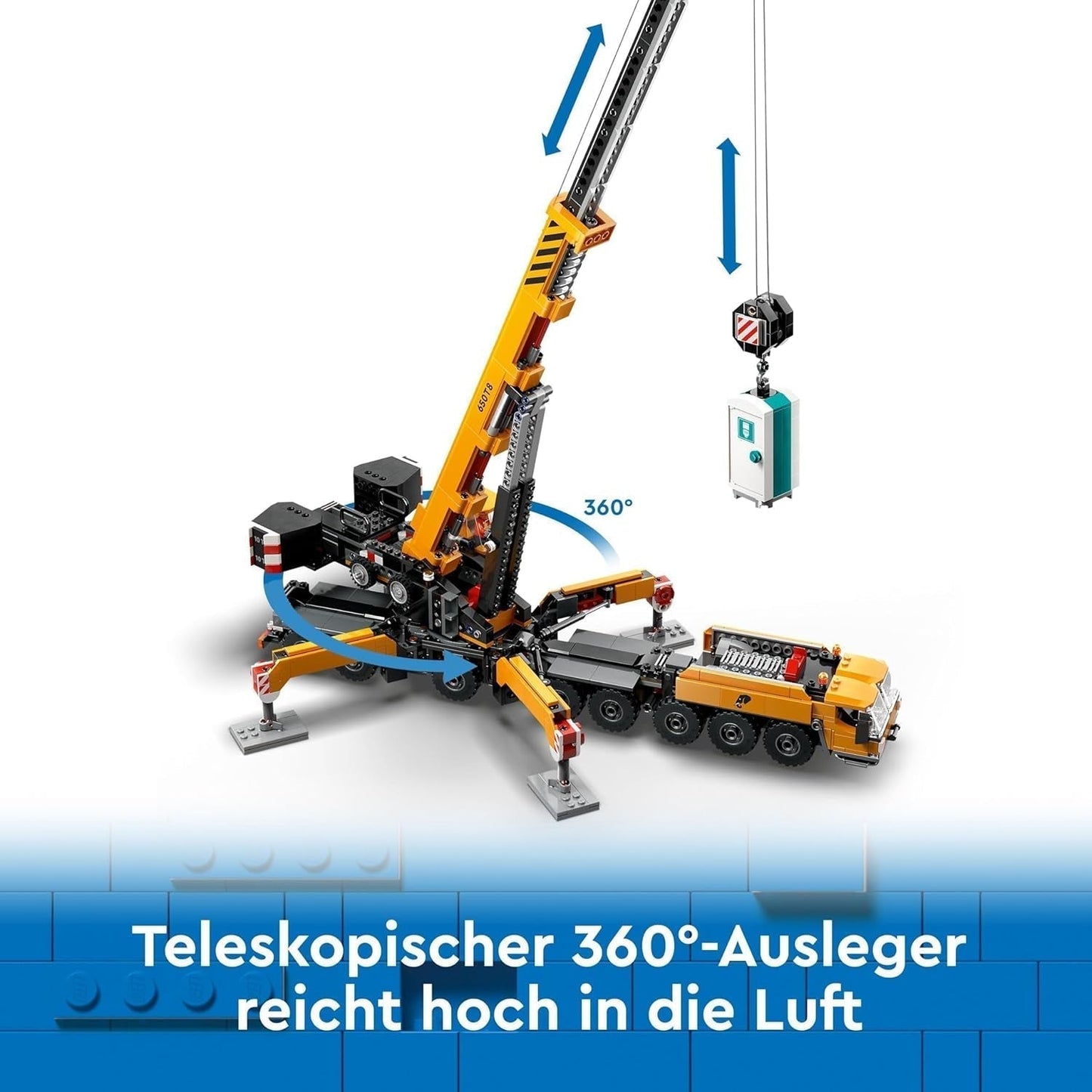 LEGO City Mobilny dźwig budowlany Zabawka konstrukcyjna dla chłopców i dziewcząt Kreatywny prezent dla dzieci Długie, wysuwane ramię 4 minifigurki pracowników budowlanych do odgrywania ról 60409 Zestawy do budowania Besuche den LEGO-Store