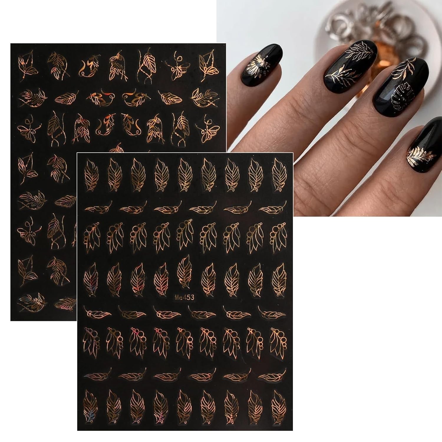 JMEOWIO Nagelsticker Frühling Blume 12 Blatt Nail Art Naklejka Selbstklebend Nagelaufkleber Sommer Blumen Gold Dekoration Nageldesign Zubehör