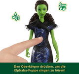 Mattel Wicked: śpiewająca lalka Elphaba Fashion firmy Universal Pictures z odpinanym strojem inspirowanym filmem śpiewa „na dobre” po angielsku, JFM09