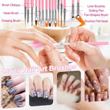 53 Blätter Nagelsticker, zestaw Nail Art Pinsel i Dekorationen, 15 szt. Pinsel, 5 szt. długopisów z kropkami, Strasssteine, Blattgold Für Nagelkunst, Nagel Pailletten, Nagelkunstwerkzeuge Und Dekorationssets