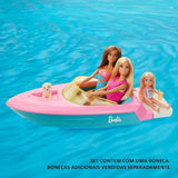 Zestaw łodzi motorowej Barbie, lalka Barbie z blond włosami, różowa kamizelka ratunkowa, łódka, szczeniak, akcesoria, prezenty dla 3+, lalki Grg30 Naty Shop