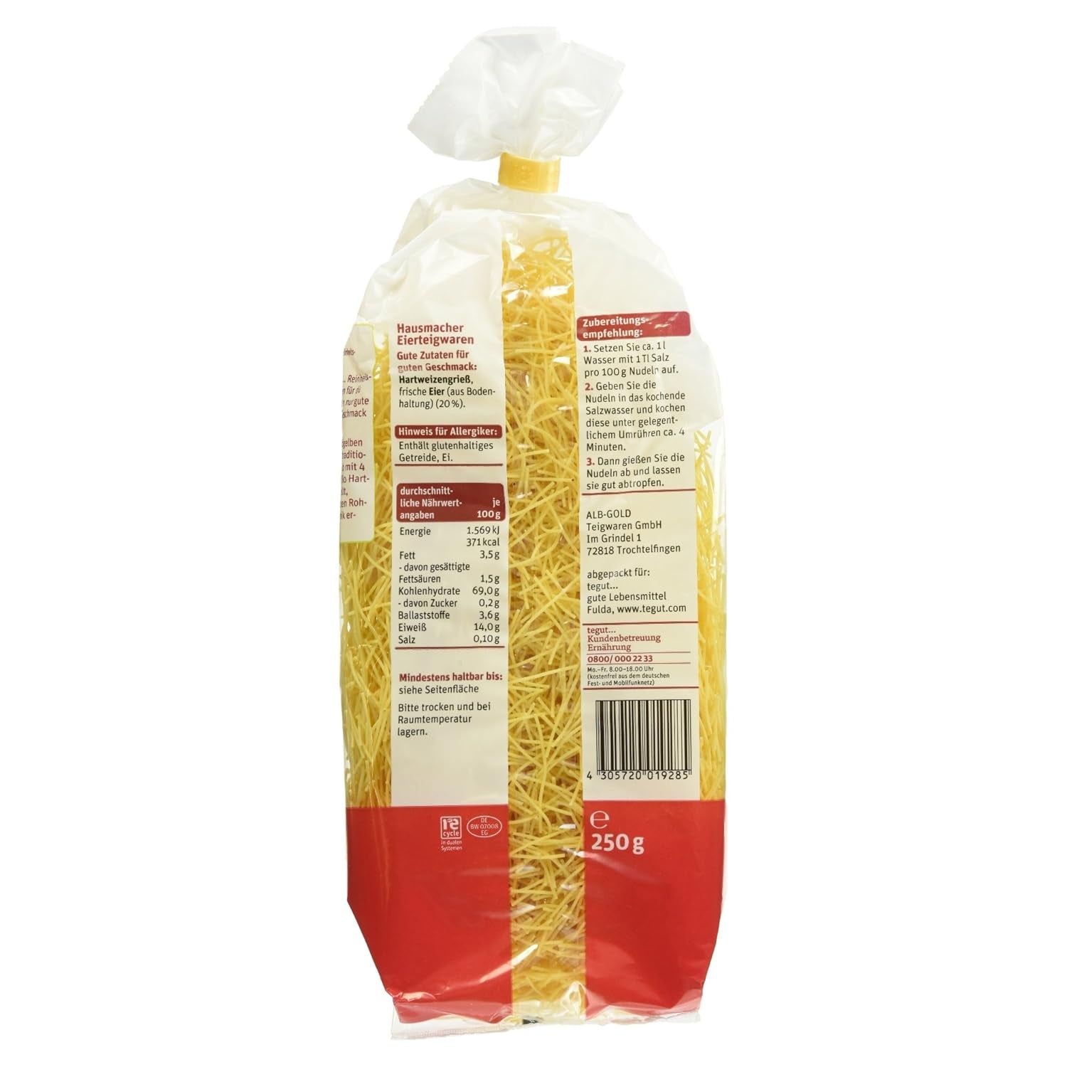 tegut... Makaron Jajeczny, 6 szt. (6 x 250 g)
