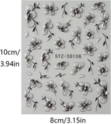 JMEOWIO 6 Blatt 3D Nagelsticker Blumen Nail Art Naklejka Selbstklebend Nagelaufkleber 5D Stereoskopisch Frühling Sommer Blumen Dekoration Nageldesign Zubehör
